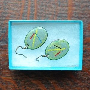Vintage MCM copper enameled earrings
